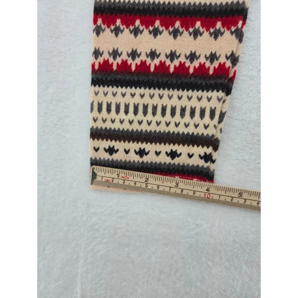 NWT A'reve Fair Isle Leg Warmers Crochet Lace Trim Boho Cottagecore Red Cream